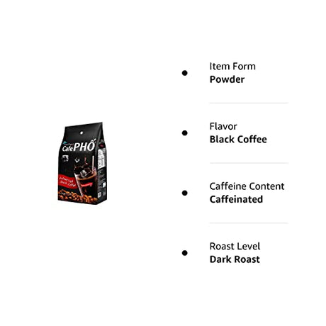 Cafe Pho Vietnamese Instant Coffee Mix, Iced Black Coffee