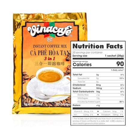 Vinacafe 3‑in‑1 Instant Coffee Mix 20 Sachets