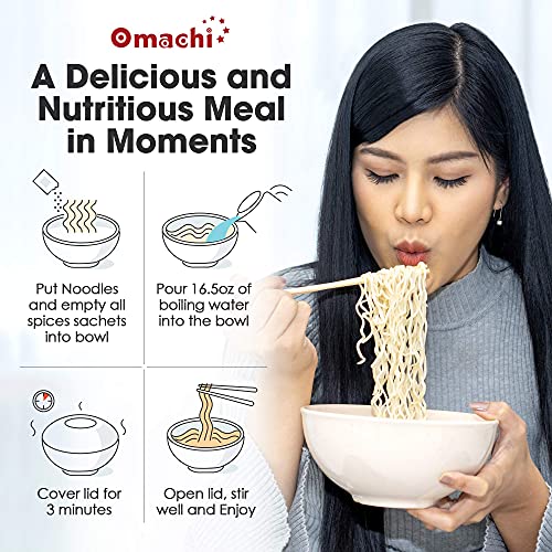 OMACHI Golden Potato Noodles - Hot and Sour Shrimp Flavor - Made with Natural Ingredients (Hot & Sour Shrimp, Pack of 5)